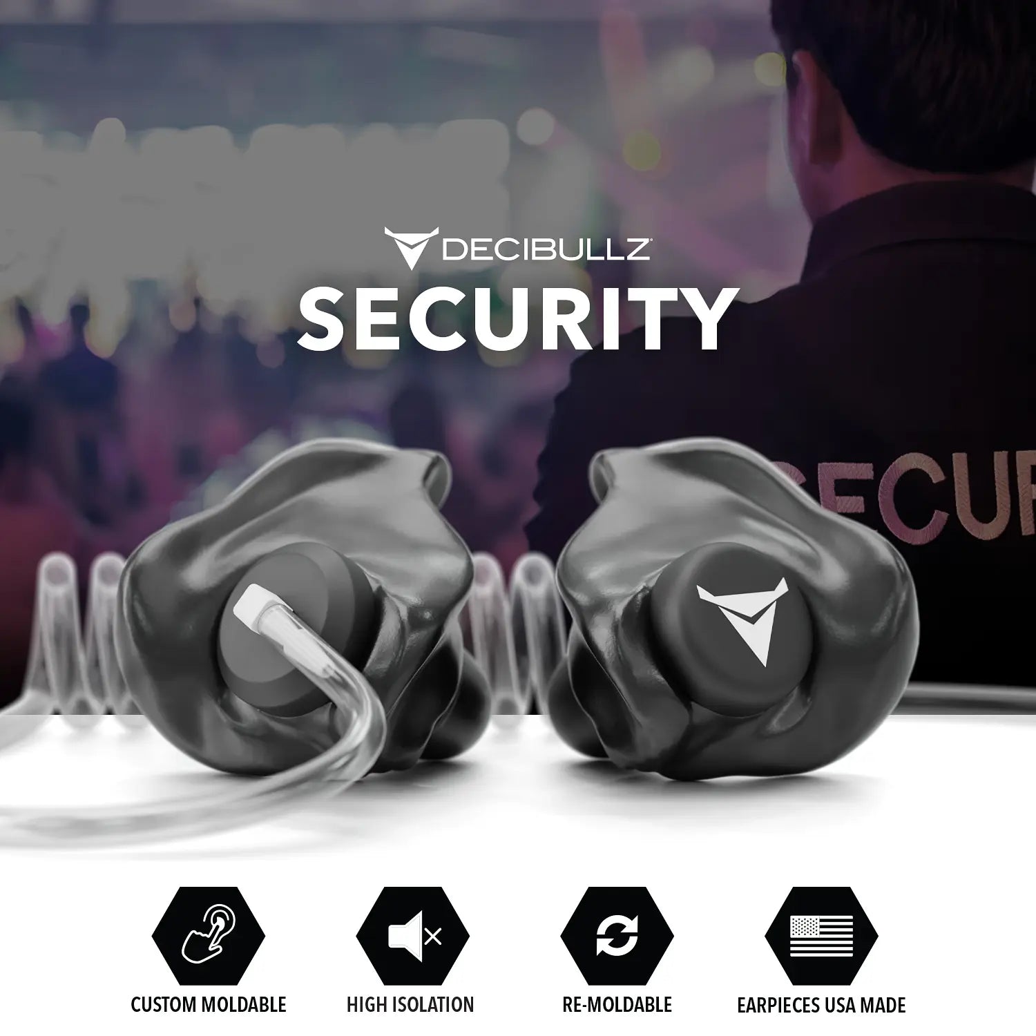 Decibullz +Isolation Custom Molded Listen-Only Surveillance Acoustic Tube Headset