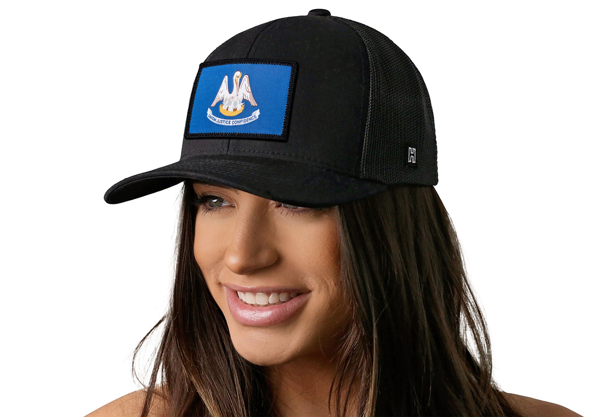 Louisiana Flag Trucker Hat  |  Black Louisiana Flag Snapback