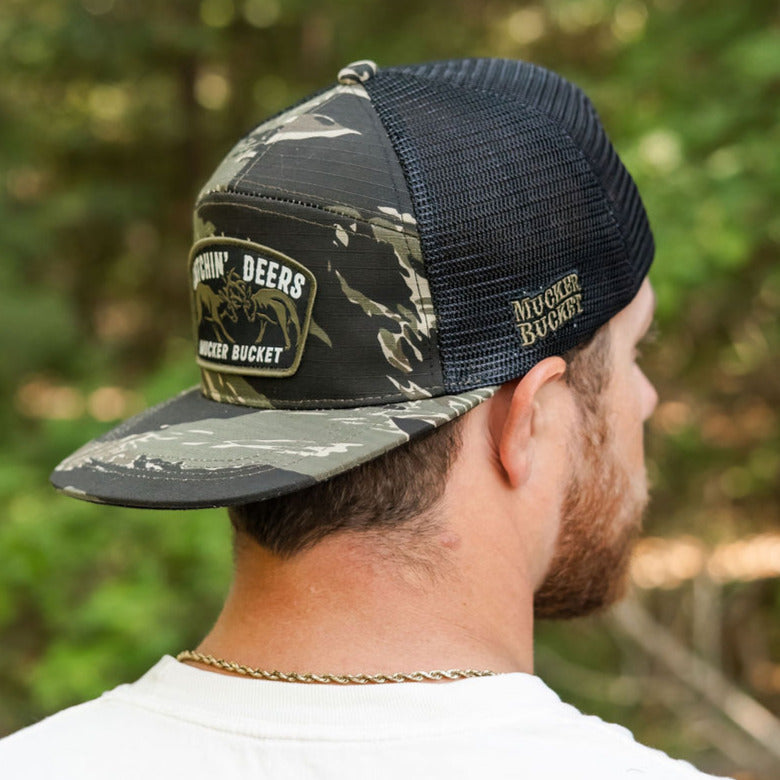 Catchin' Deers Tiger Stripe Camo Trucker Bucket