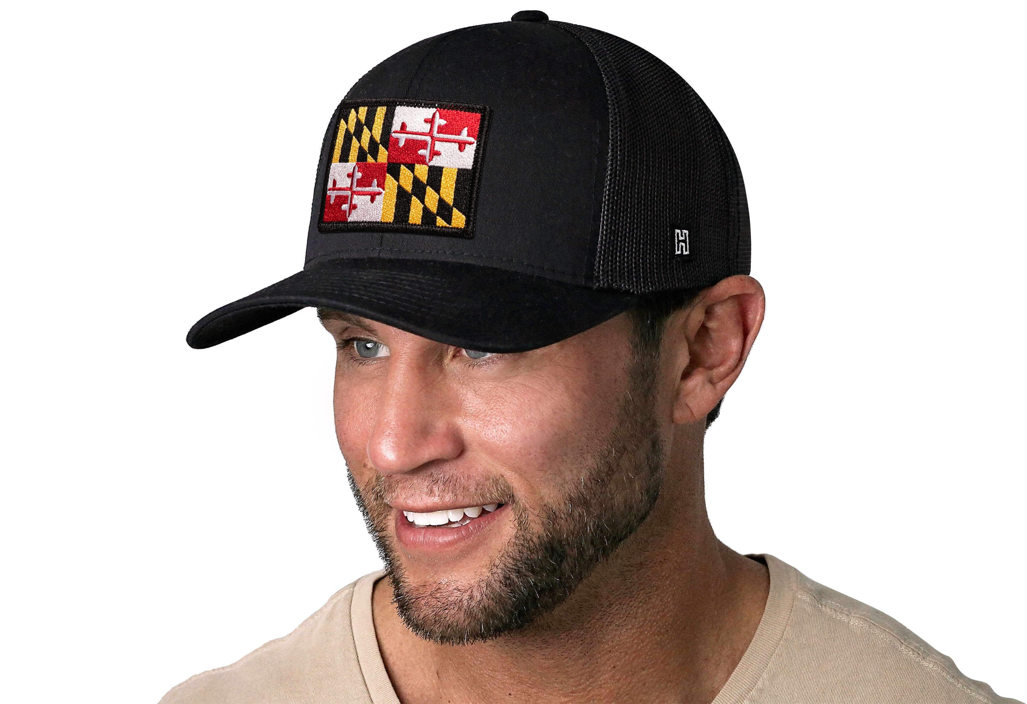 Haka Hats Maryland Flag Trucker Hat  |  Black MD Snapback