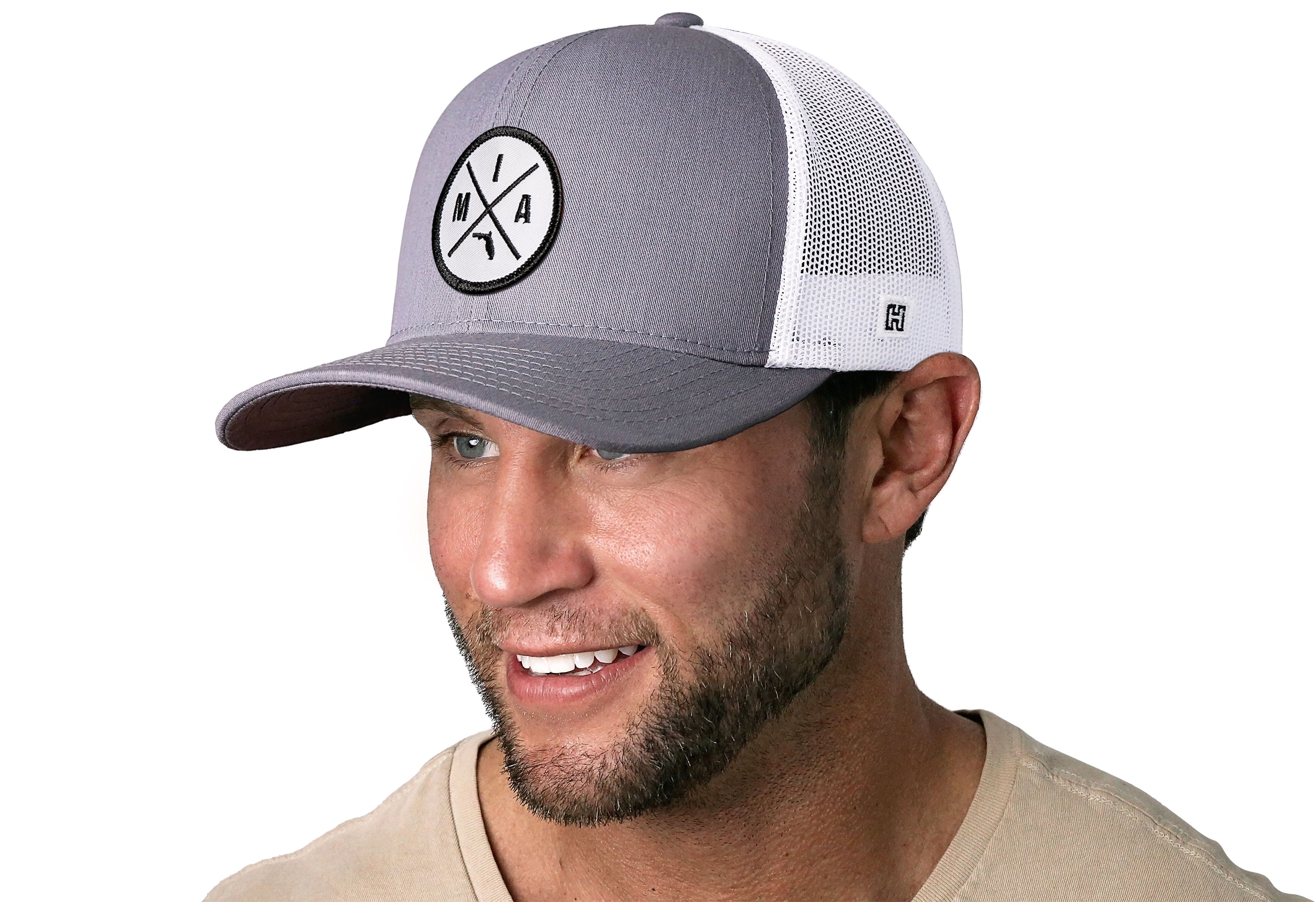 Miami Trucker Hat  |  Gray-White MIA X Snapback