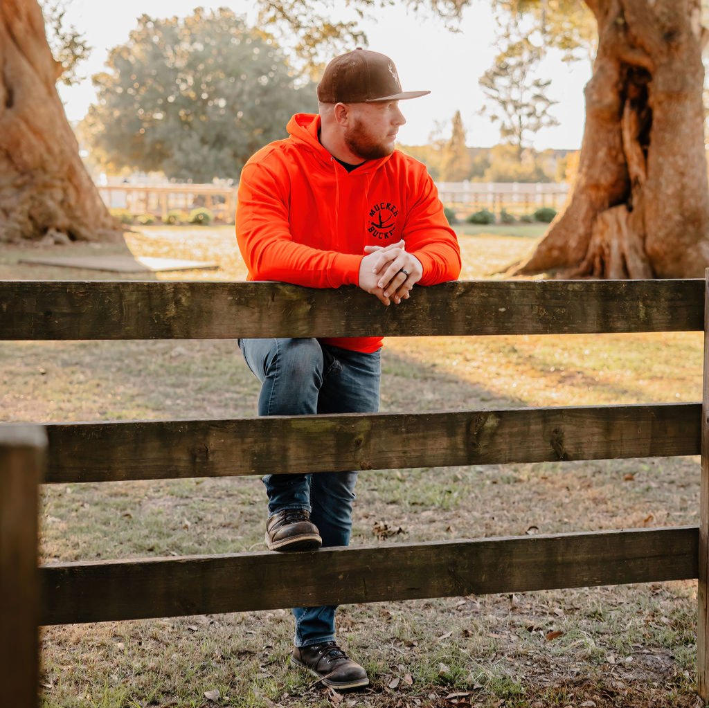 Mucker Bucket Monster Buck Hunter Orange Premium Hoodie