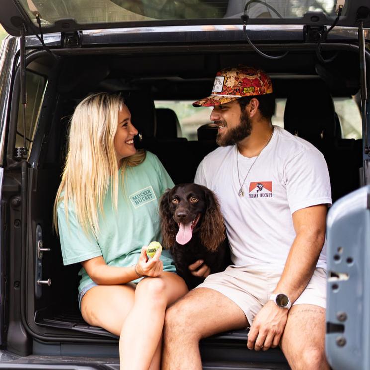 Mucker Bucket Biggun White Premium Tee | Hunting & Outdoor Graphic T-Shirt