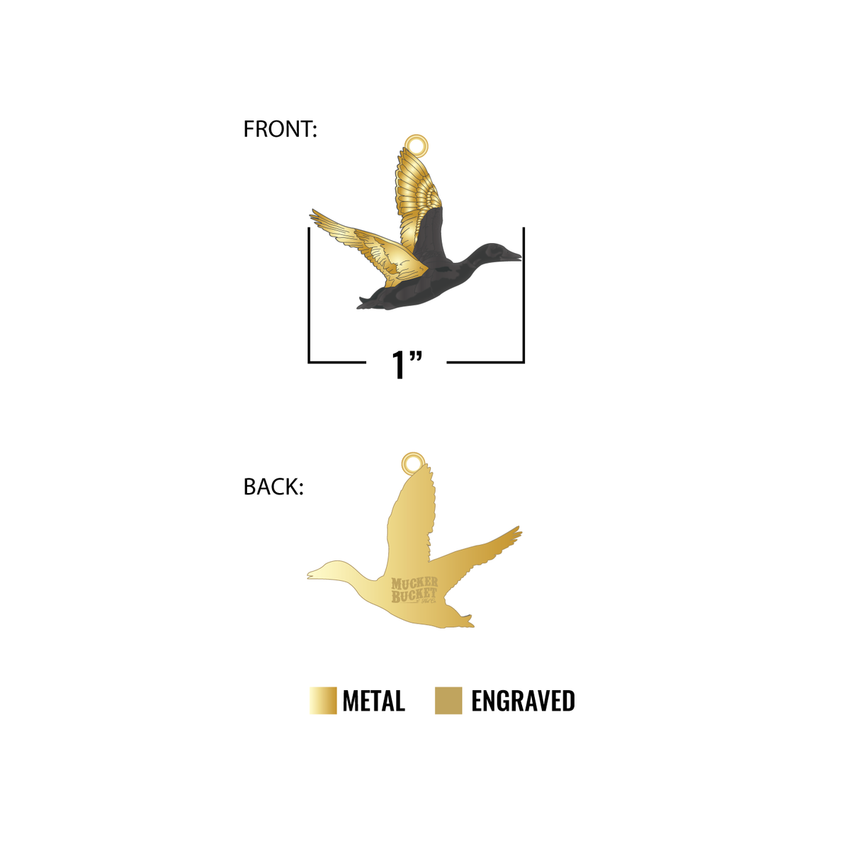 Mucker Bucket Duck It Golden Wings Stainless Steel Necklace | Duck Hunting Pendant