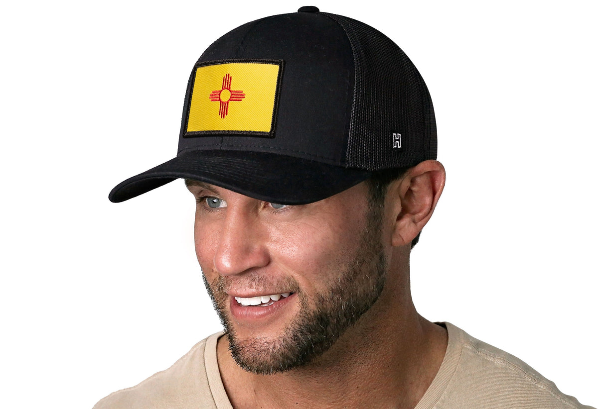 New Mexico Flag Trucker Hat  |  Black NM Snapback