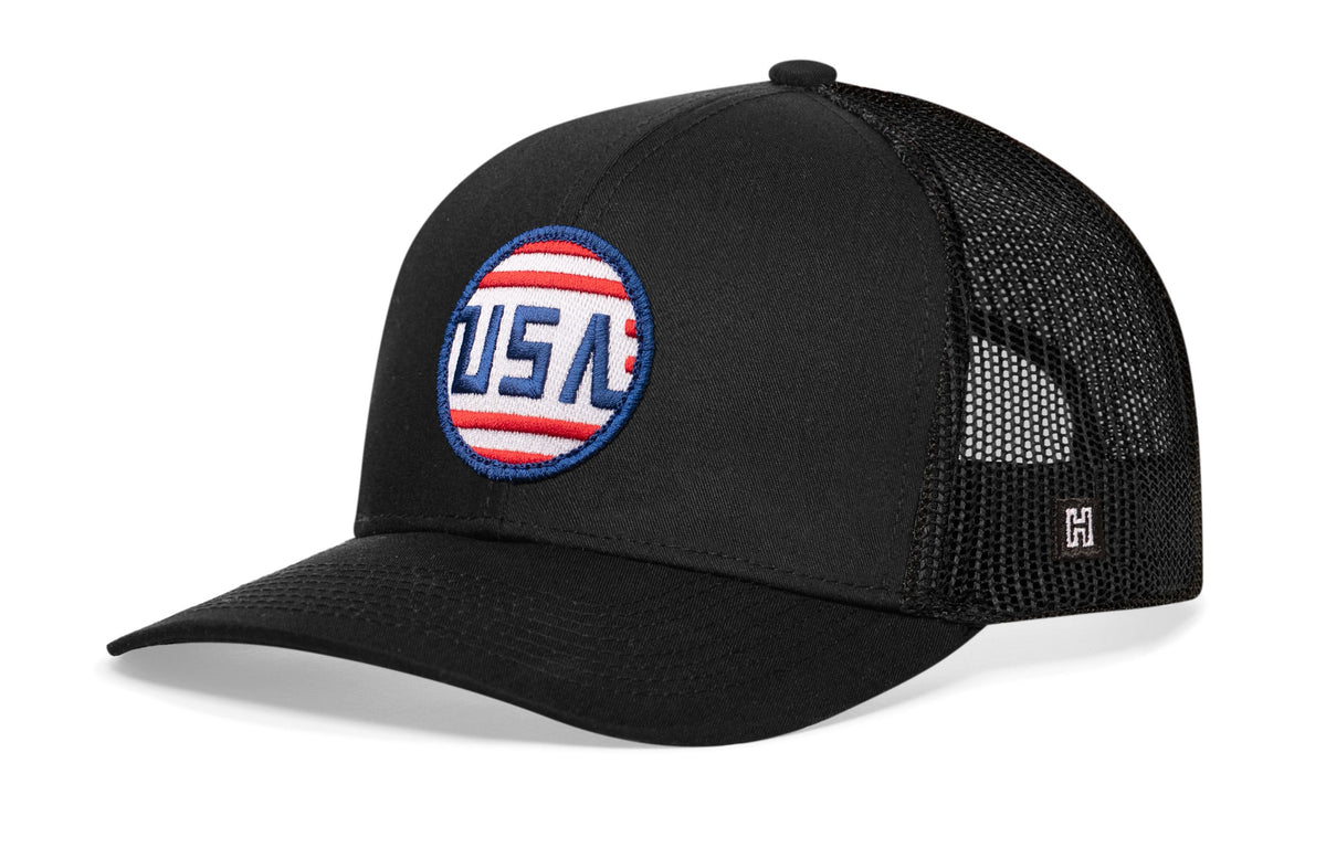 USA Stripes Trucker Hat  |  Black America Snapback