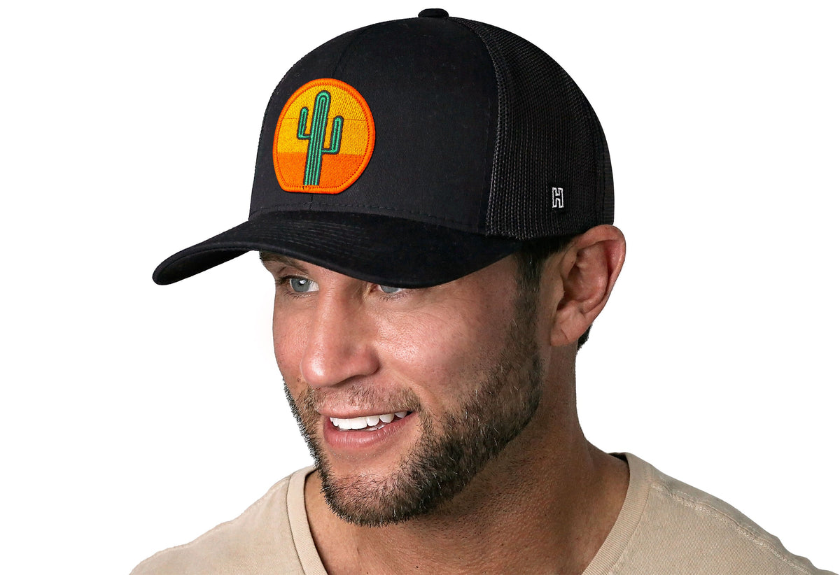 Cactus Sunset Trucker Hat  |  Black Cactus Sunet Snapback