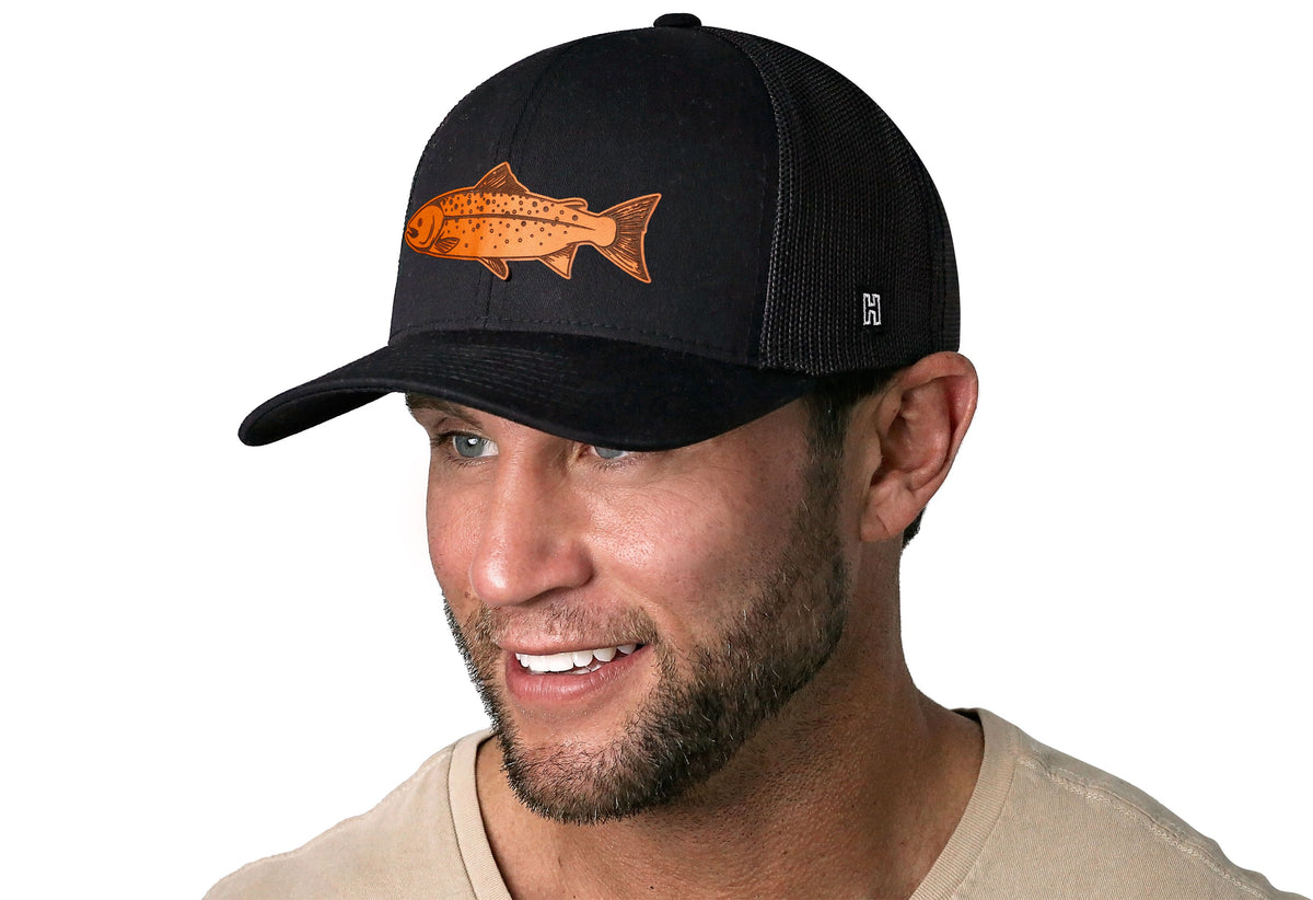 Salmon Trucker Hat  |  Black Salmon Snapback