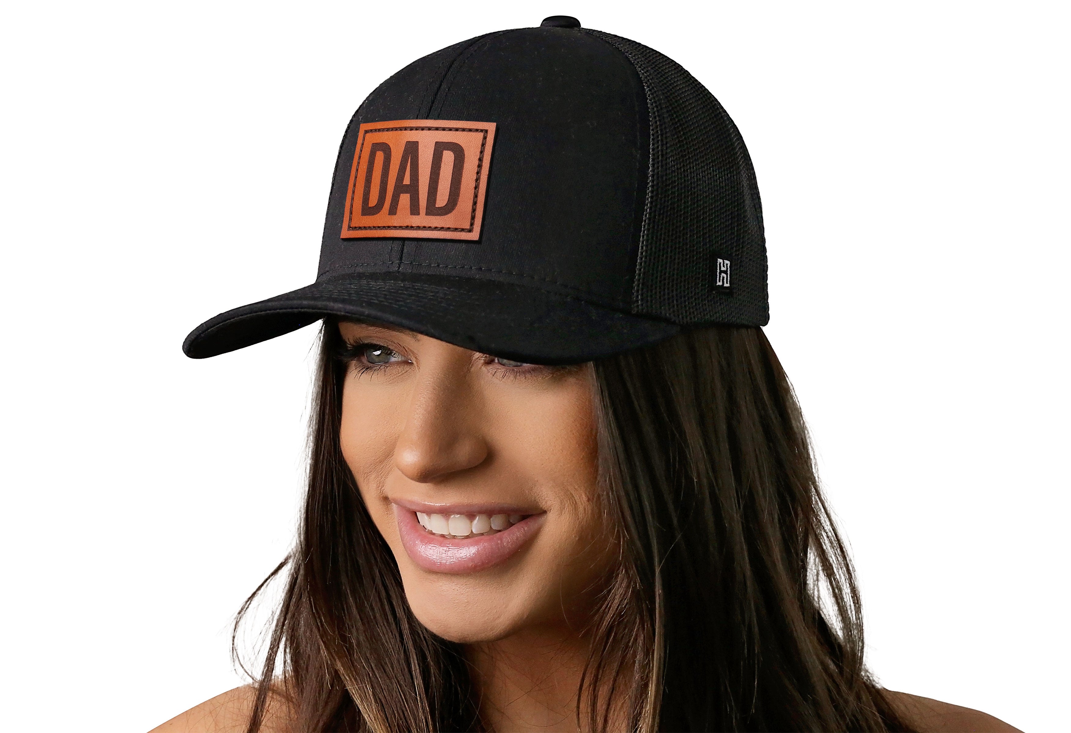 Haka Hat Dad Leather Trucker Hat  |  Black Snapback