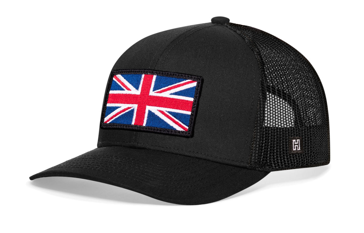 United Kingdom Flag Trucker Hat  |  Black UK Union Jack Snapback