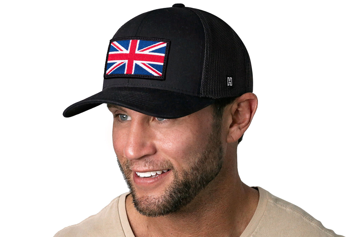 United Kingdom Flag Trucker Hat  |  Black UK Union Jack Snapback
