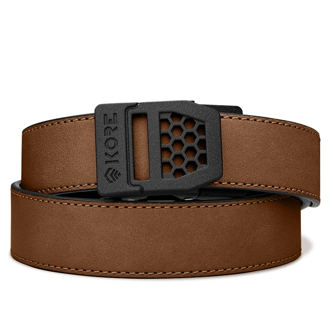 Kore Essentials Brown Buffalo Leather Gun Belt 1.5"