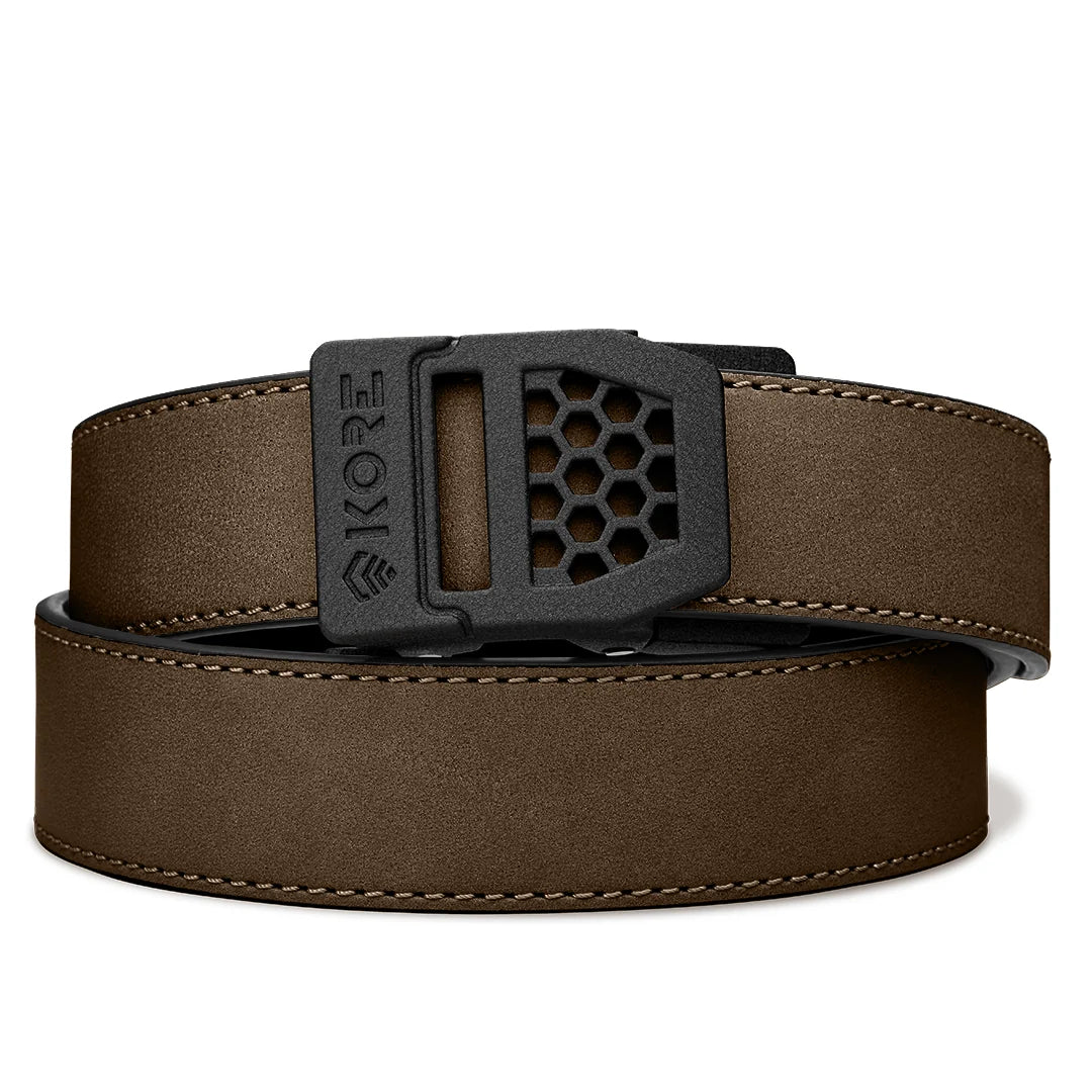 Kore Essentials Coffee Buffalo Leather Gun Belt 1.5"
