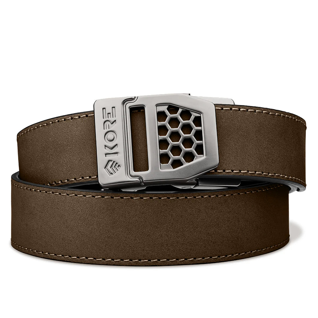 Kore Essentials Coffee Buffalo Leather Gun Belt 1.5"