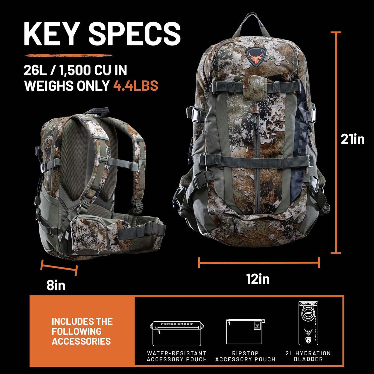 Forge Creek® Icon Pro Day Pack | 26L Premium Hunting Backpack