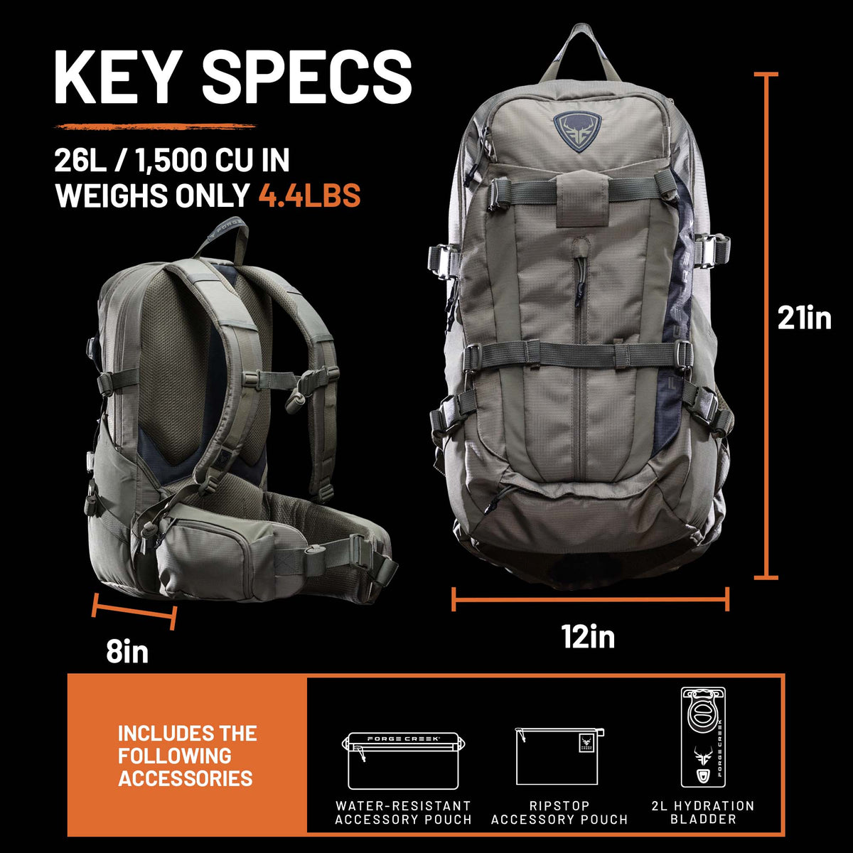 Forge Creek® Icon Pro Day Pack | 26L Premium Hunting Backpack