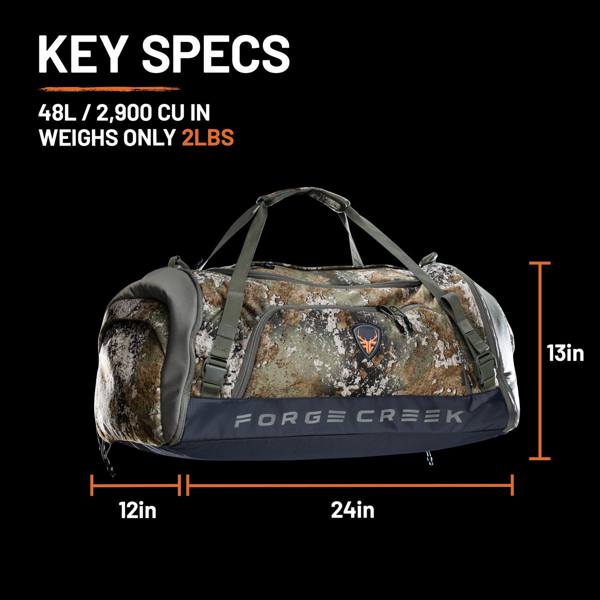 Forge Creek® Icon Pro Gear Bag | 48L Hunting & Outdoor Duffel Bag