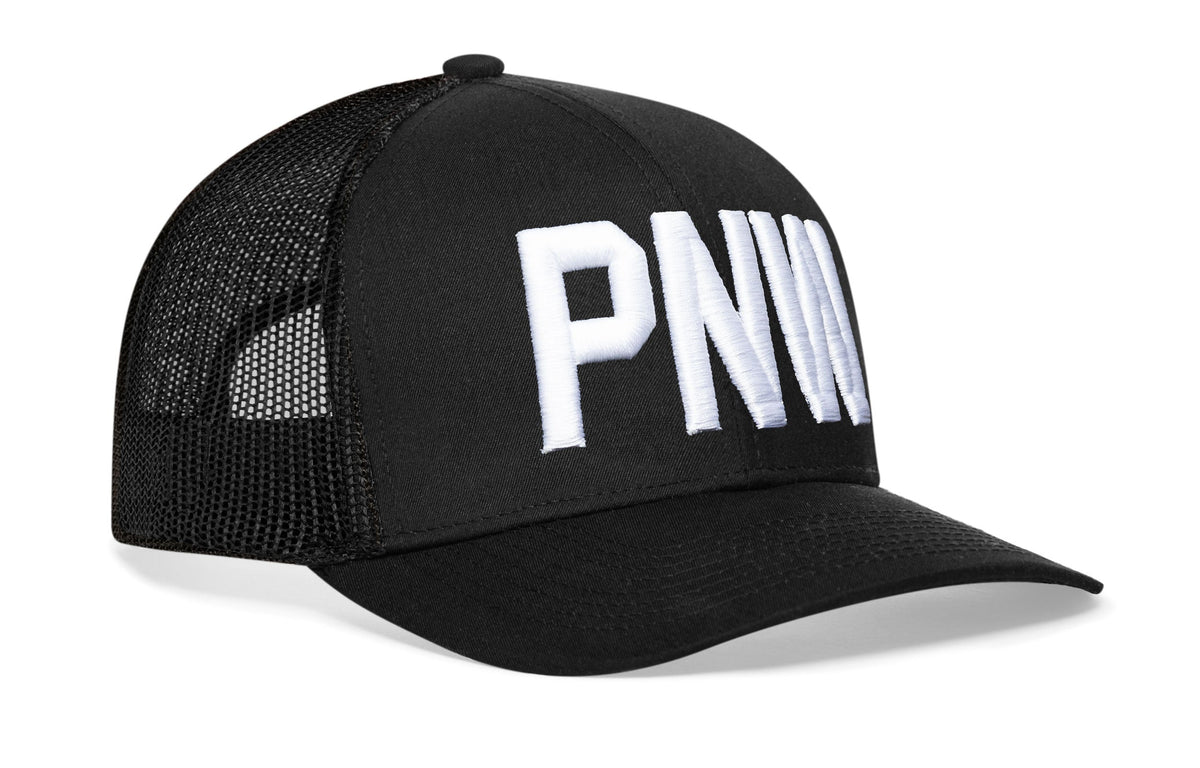 PNW Trucker Hat  |  Black PNW Snapback