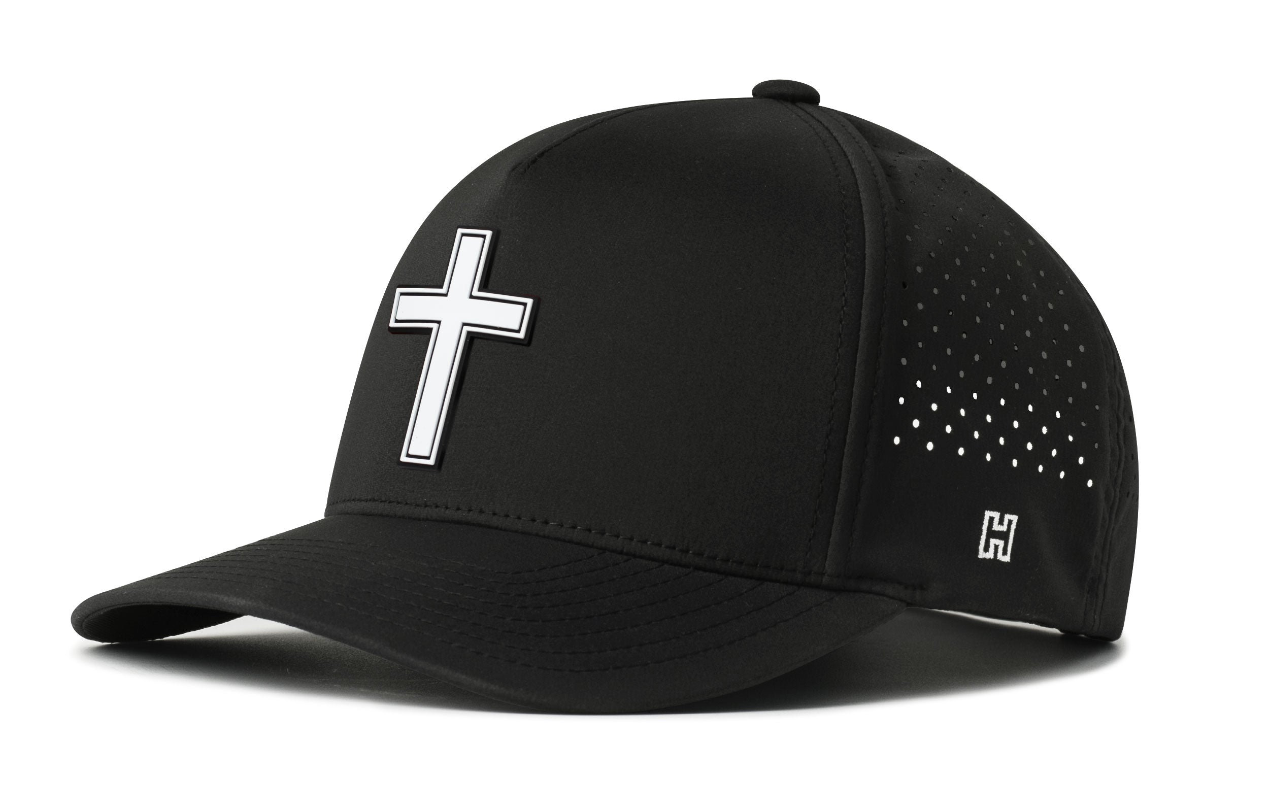 Cross Performance 5-Panel Hat  |  White PVC Christian Flexfit® Snapback