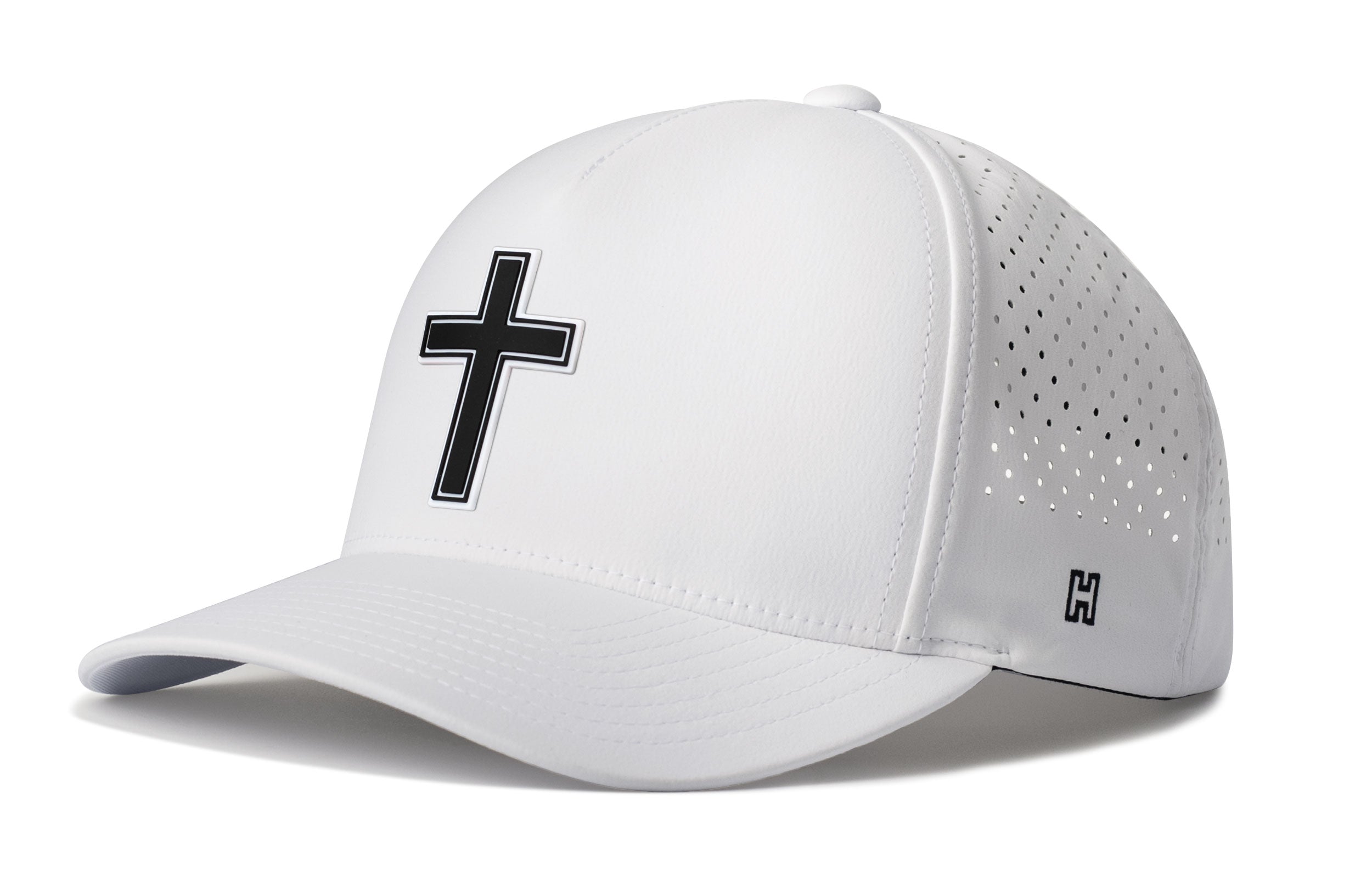 Cross Performance 5-Panel Hat  |  Black PVC Christian Flexfit® Snapback