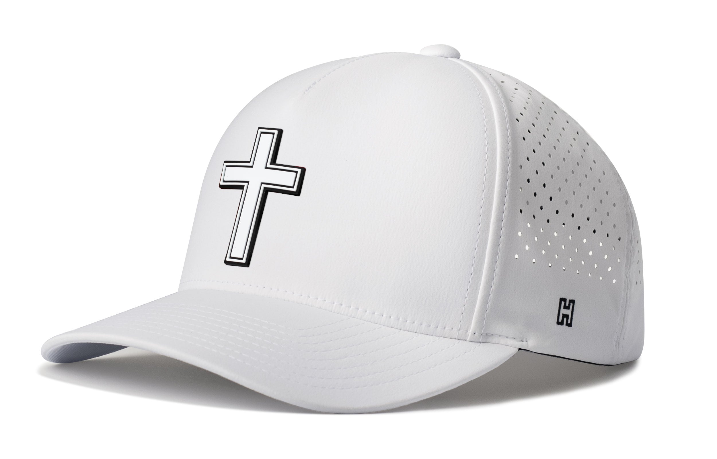 Cross Performance 5-Panel Hat  |  White PVC Christian Flexfit® Snapback