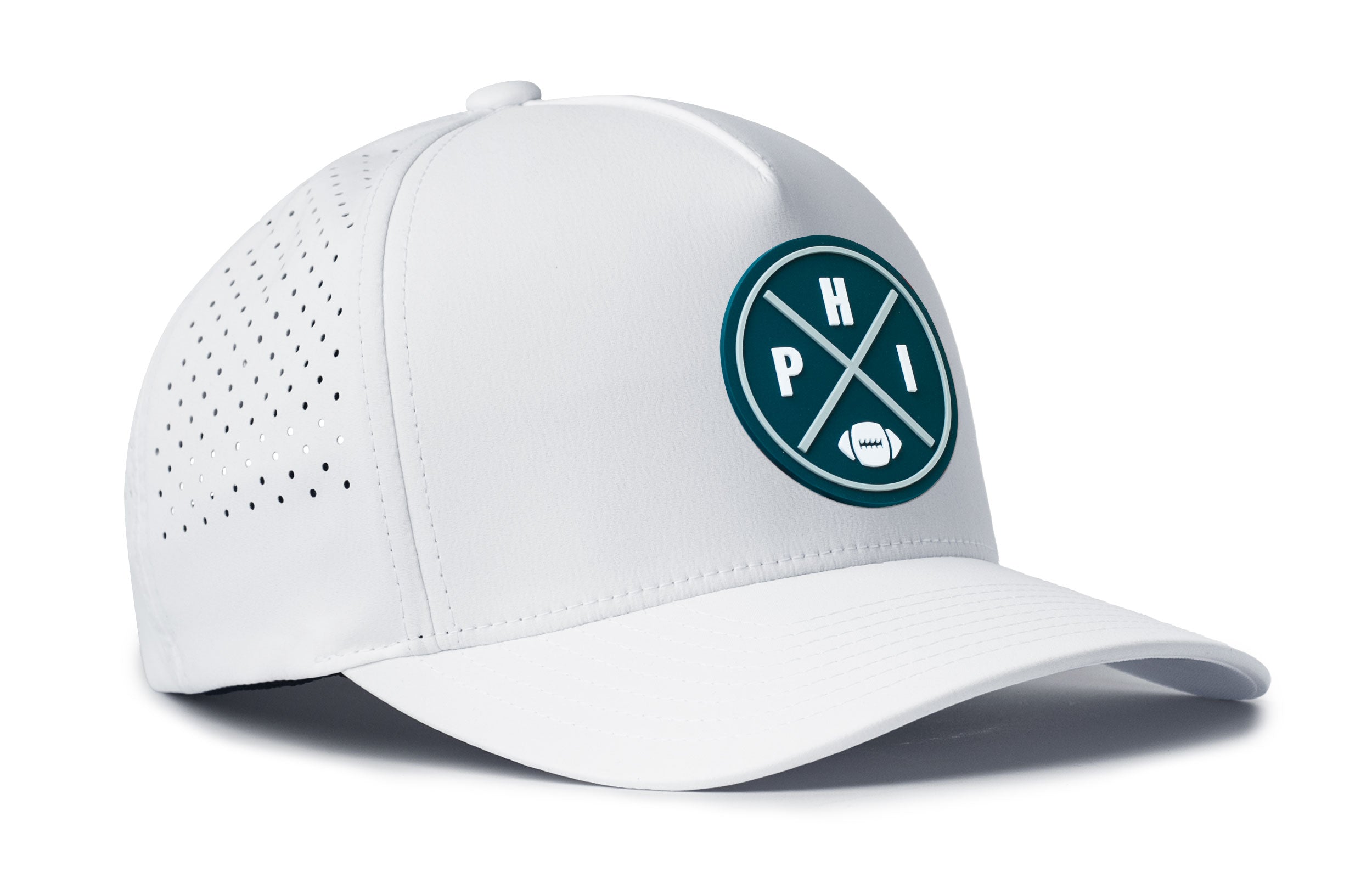Philadelphia Football Performance 5-Panel Hat  |  Dark Green PHI X Flexfit Snapback