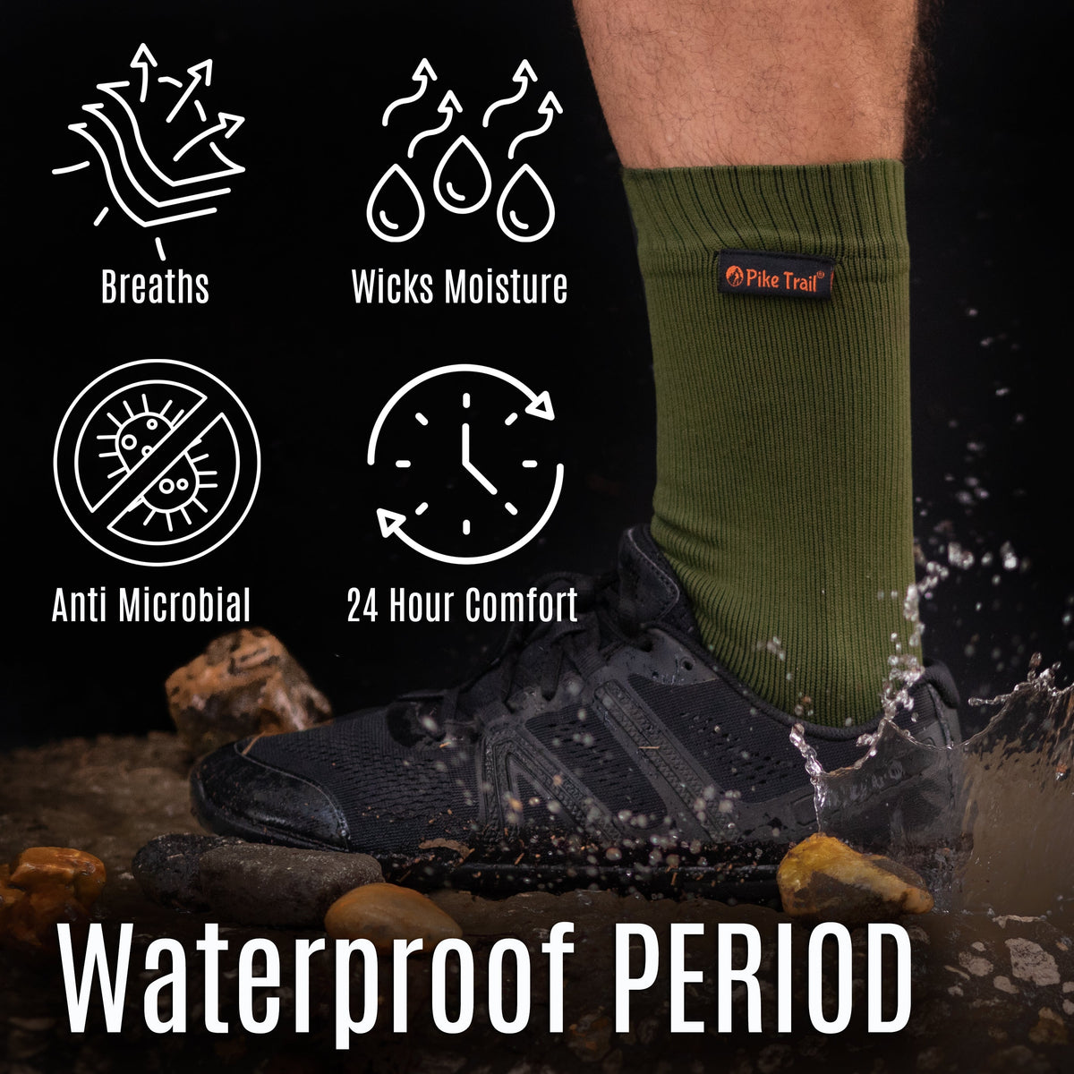 Pike Trail Waterproof Breathable Socks – All-Weather Hiking, Hunting & Outdoor Socks