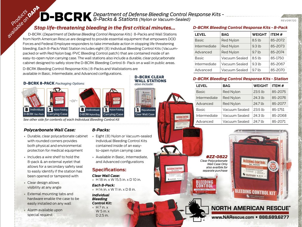 North American Rescue D-BCRK Individual Bleeding Control Kits- Nylon