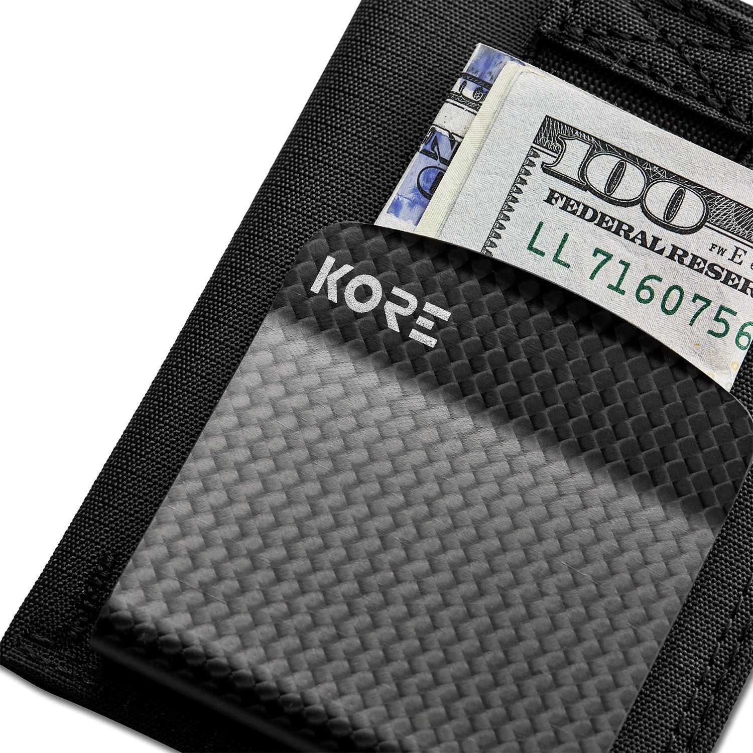 Kore Black Tactical Slim Wallet & CF Money Clip