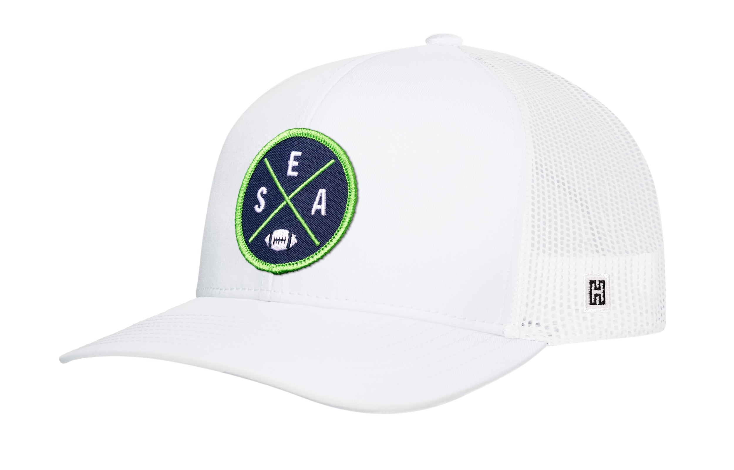 Seattle Football Trucker Hat  |  Navy Blue SEA X Snapback
