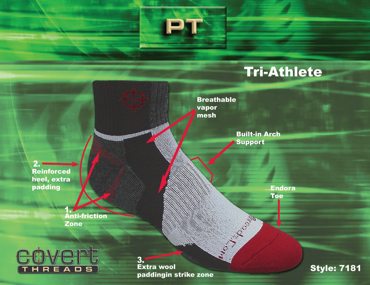 Covert Threads Tri-Athlete Merino Wool Athletic Socks